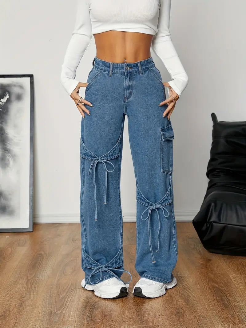 Casual Straight-Leg Denim Pants