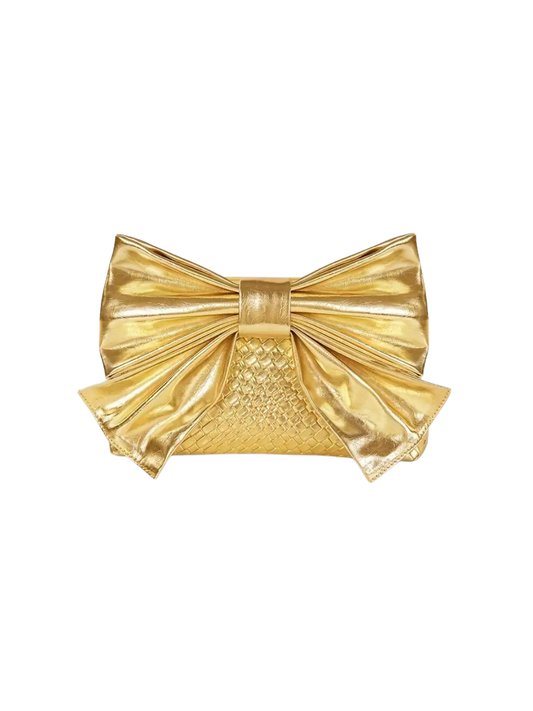 Leather Clutch with Bow Detail